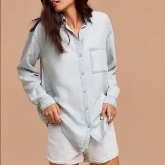 Aritzia Community Lyocell Button Down Shirt - Picture 1 of 6